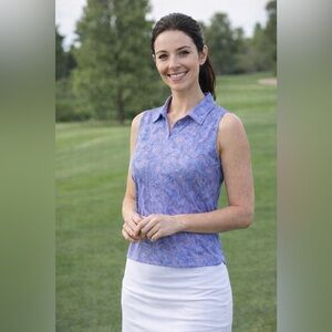 Greg Norman Women's Active Purple Sleeveless Golf Polo Shirt